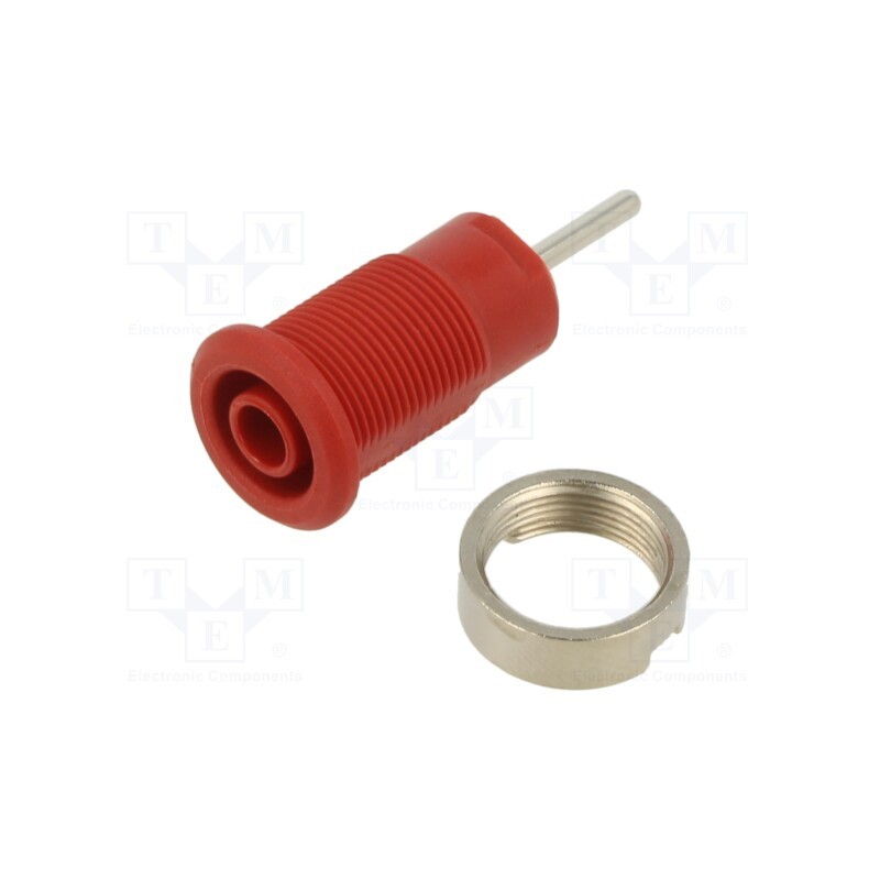 1 pcs x STu00c4UBLI - 49.7048-22 - Socket, 4mm banana, 24A, 1kV, L: 35.5mm, red, nickel plated