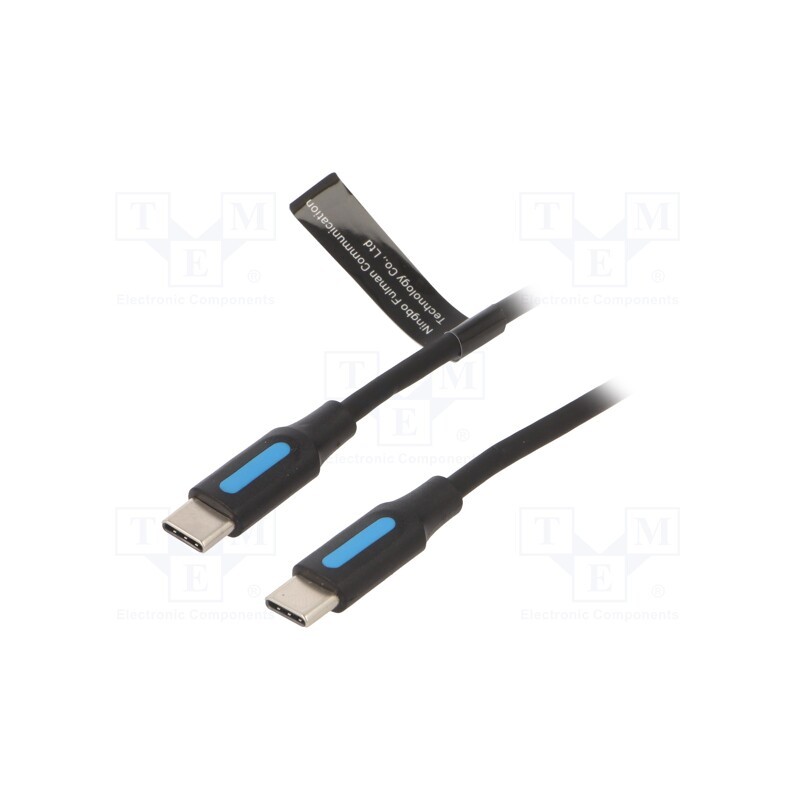 1 pcs x VENTION - COSBF - Cable, USB 2.0, USB C plug,both sides, nickel plated, 1m, black