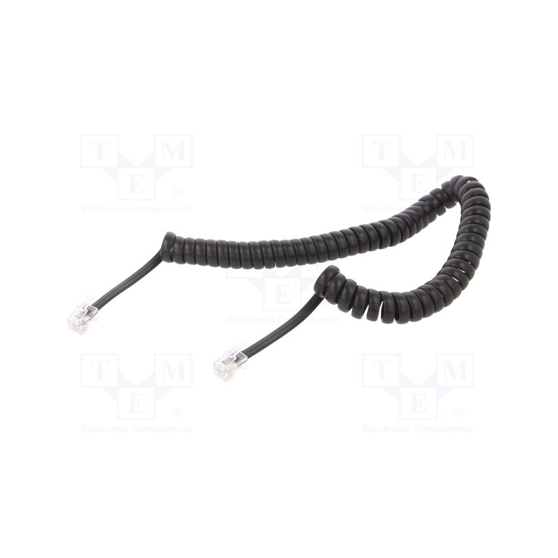 1 pcs x GEMBIRD - TC4P4CS-2M - Cable: telephone, coiled, RJ10 plug,both sides, black, 2m