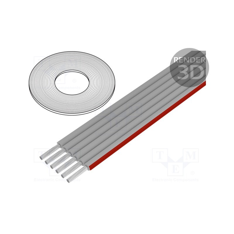 1 rol x BQ CABLE - FLC-06/30-E - Wire: ribbon, 1.27mm, stranded, Cu, unshielded, PVC, grey, 30.5m