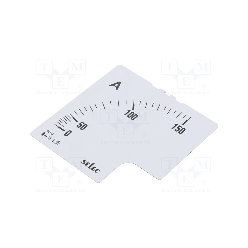 1 pcs x SELEC - SCL-AM-I-3-150/5A - Scale, for analogue ammeter, I AC: 0÷150A, 90°, SCL-AM-I-3