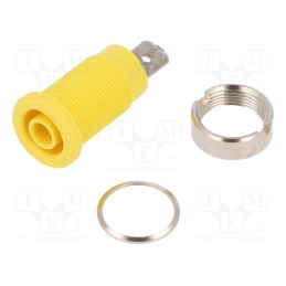 1 pcs x SCHu00dcTZINGER - SEB 7080 NI / GE - Socket, 4mm banana, 24A, yellow, nickel plated, on panel,screw