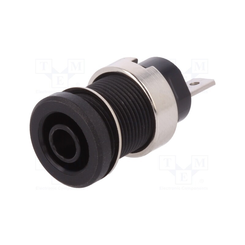 1 pcs x SCHu00dcTZINGER - SEB 7080 NI / SW - Socket, 4mm banana, 24A, black, nickel plated, on panel,screw