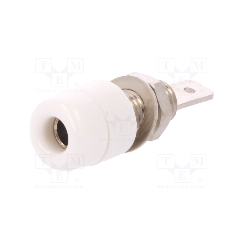1 pcs x SCHu00dcTZINGER - IBU 5568 NI / WS - Socket, 4mm banana, 32A, 33VAC, 70VDC, white, nickel plated, 5mΩ