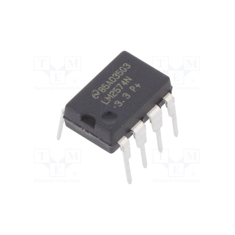 1 pcs x TEXAS INSTRUMENTS - LM2574N-3.3/NOPB - IC: PMIC, DC/DC converter, Uin: 4÷40VDC, Uout: 3.3VDC, 0.5A, DIP8