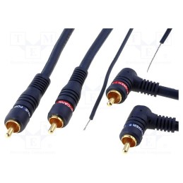 1 pcs x 4CARMEDIA - - - Cable, Jack 3.5mm 3pin plug,RCA socket x2, 0.2m, black