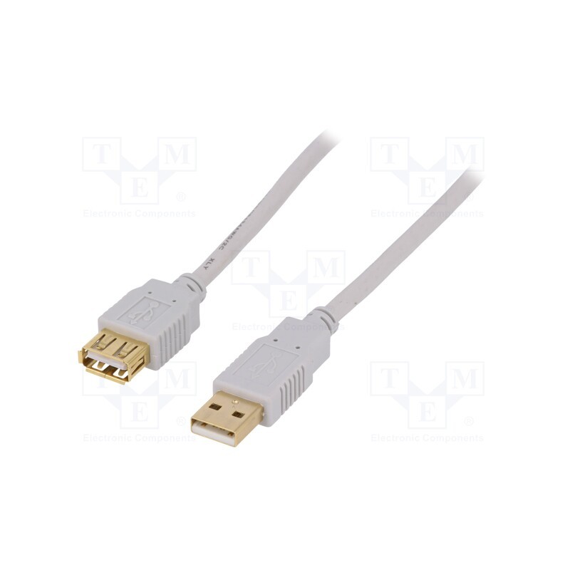 1 pcs x BQ CABLE - CAB-USB2AAF/5G-GY - Cable, USB 2.0, USB A socket,USB A plug, gold-plated, 5m, grey