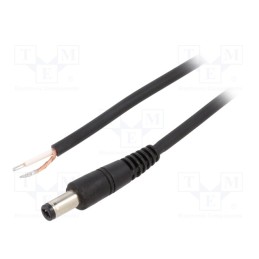 1 pcs x WEST POL - P21-TT-C075-150BK - Cable, 1x0.75mm2, wires,DC 5,5/2,1 plug, straight, black, 1.5m