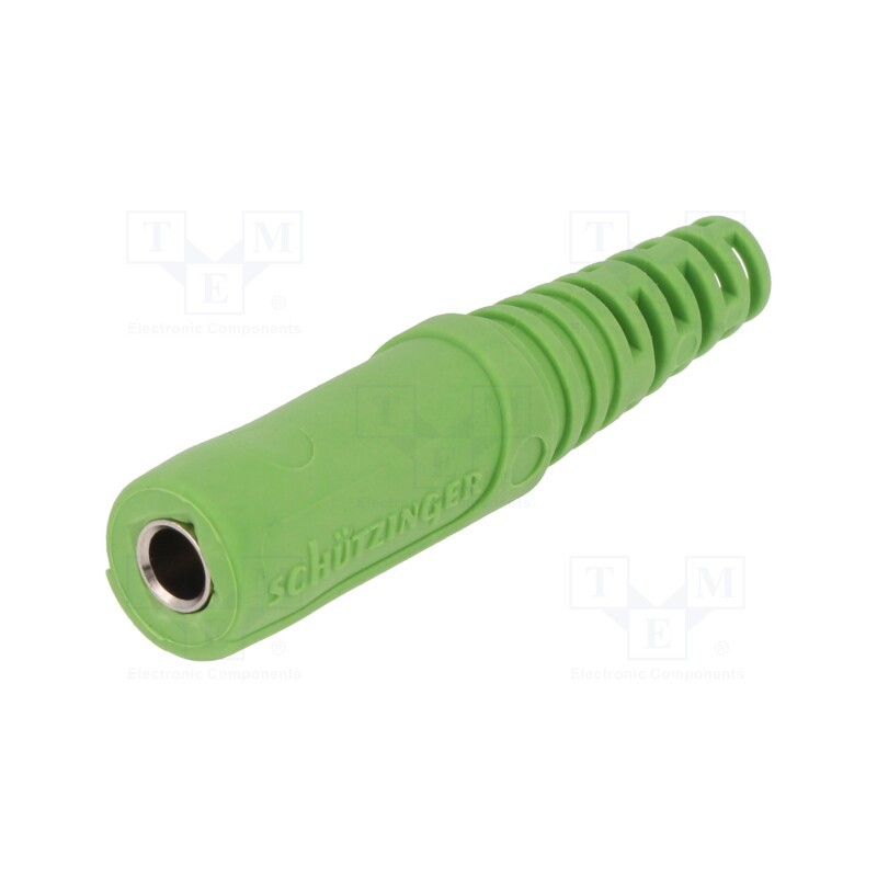 1 pcs x SCHu00dcTZINGER - KU 09 L NI / GN - Socket, 4mm banana, 32A, 33VAC, 70VDC, green, nickel plated, Ø: 4mm