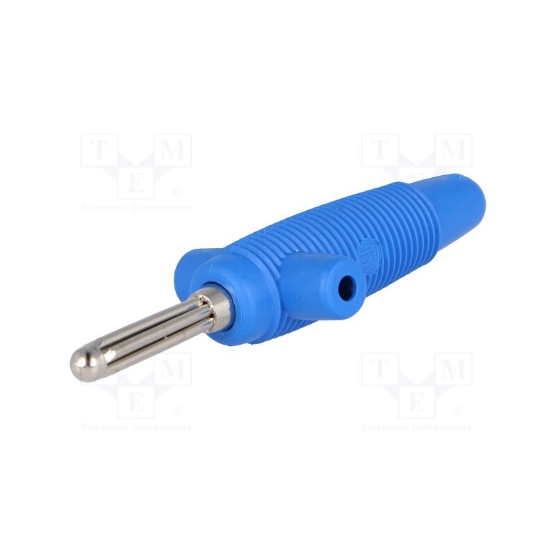 1 pcs x HIRSCHMANN T&M - BUELA 300 K BL - Plug, 4mm banana, 30A, 60VDC, blue, 3mΩ, 2.5mm2, on cable, 60.5mm