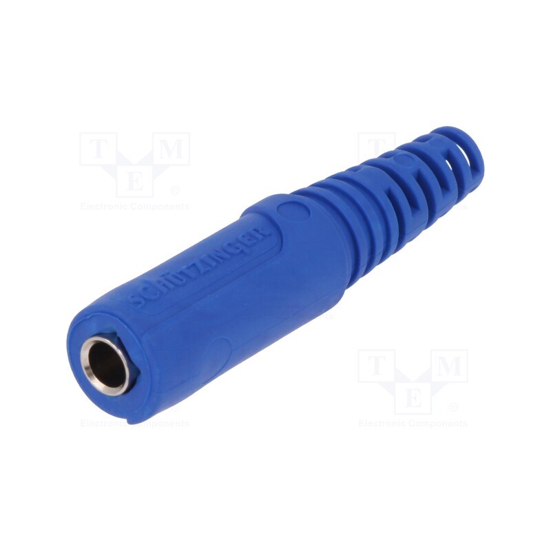 1 pcs x SCHu00dcTZINGER - KU 09 L NI / BL - Socket, 4mm banana, 32A, 33VAC, 70VDC, blue, nickel plated, Ø: 4mm