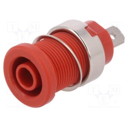 1 pcs x SCHu00dcTZINGER - SEB 7077 NI / RT - Socket, 4mm banana, 24A, red, nickel plated, on panel,screw, 33mm