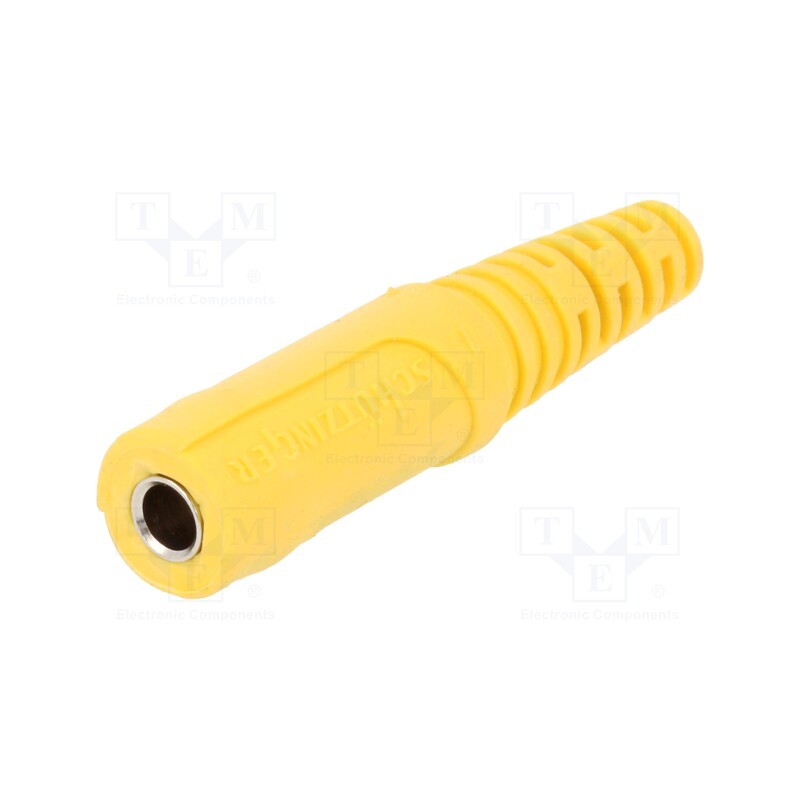 1 pcs x SCHu00dcTZINGER - KU 09 L NI / GE - Socket, 4mm banana, 32A, 33VAC, 70VDC, yellow, nickel plated, Ø: 4mm