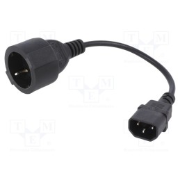 1 pcs x AKYGA - AK-PC-10A - Cable, 3G0.75mm2, CEE 7/3 (F) socket,IEC C14 male, PVC, 0.15m