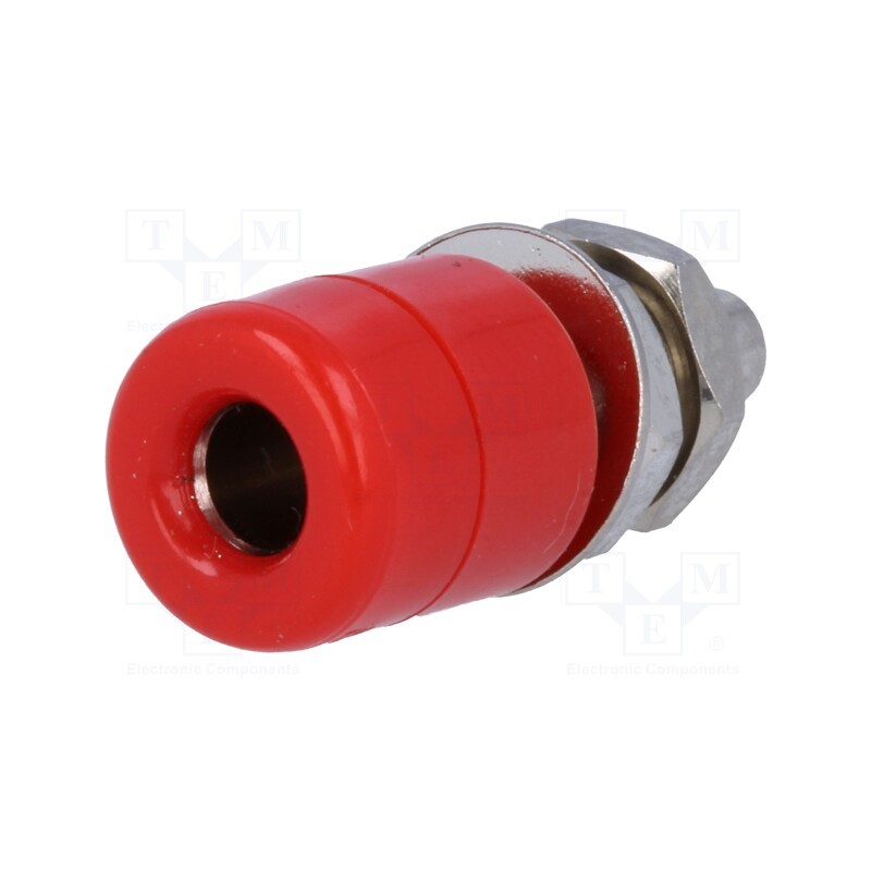 1 pcs x STu00c4UBLI - 69.8321-22 - Socket, 4mm banana, 20A, Cutout: Ø7.5mm, red, nickel plated, 5mΩ