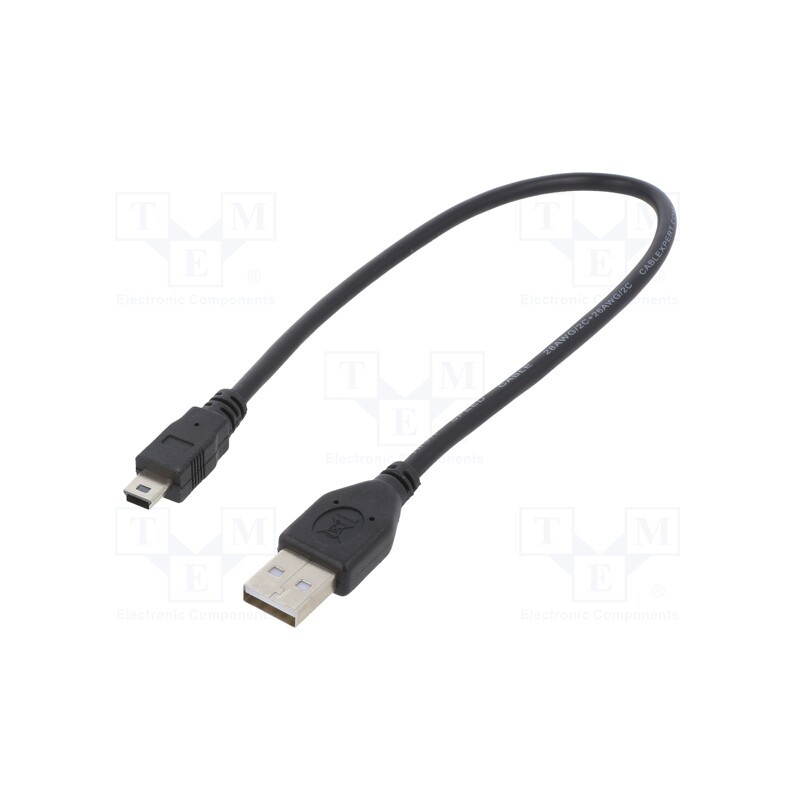 1 pcs x GEMBIRD - CCP-USB2-AM5P-1 - Cable, USB 2.0, USB A plug,USB B mini plug, gold-plated, 0.3m