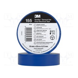 1 rol x 3M - 155BL5E - Tape: electrical insulating, W: 19mm, L: 20m, Thk: 130um, blue, 150%