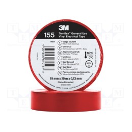 1 rol x 3M - 155RD5E - Tape: electrical insulating, W: 19mm, L: 20m, Thk: 130um, red, rubber