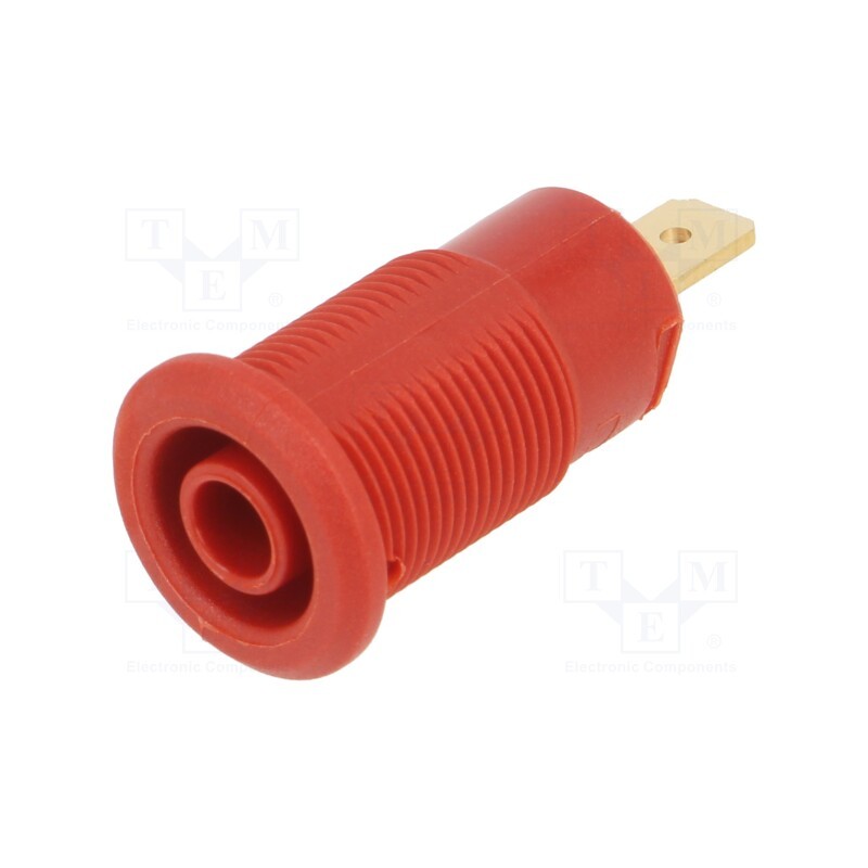 1 pcs x STu00c4UBLI - 23.6999-22 - Socket, 4mm banana, 24A, 1kV, Cutout: Ø12.2mm, red, gold-plated