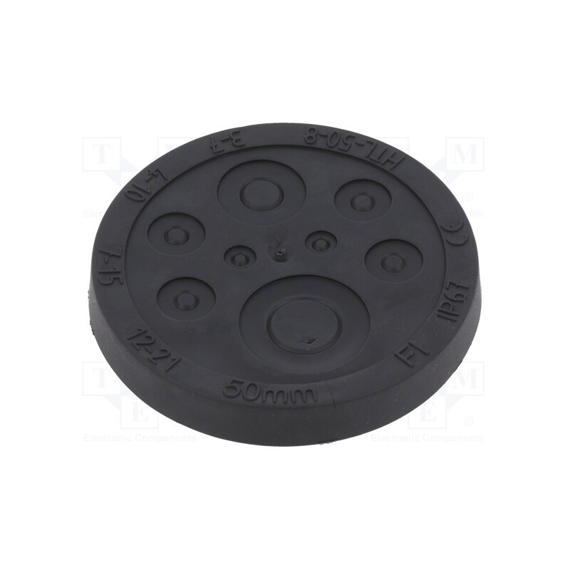 1 pcs x HT HI TECH POLYMERS - HTL-50-8-TPE RAL9005 - Multigate grommet, Ømount.hole: 50mm, black, Panel thick: 1.5÷5mm