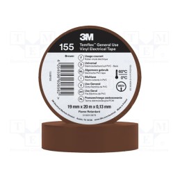 1 rol x 3M - 155BR5E - Tape: electrical insulating, W: 19mm, L: 20m, Thk: 130um, brown, 150%