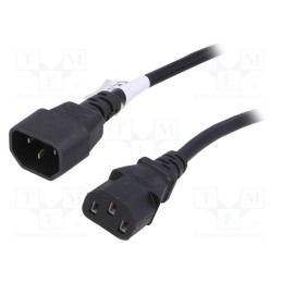 1 pcs x AKYGA - AK-PC-11A - Cable, 3G0.75mm2, IEC C13 female,IEC C14 male, PVC, 5m, black, 10A
