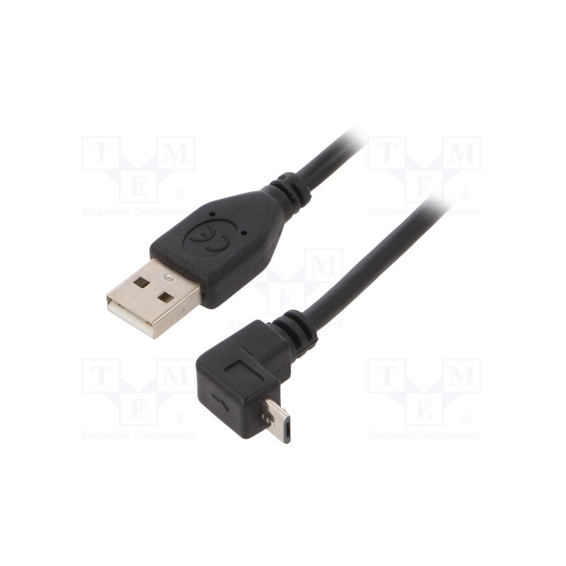 1 pcs x GEMBIRD - CCP-MUSB2-AMBM90-6 - Cable, USB 2.0, USB A plug,USB B micro plug (angle), 1.8m, black