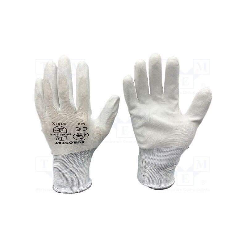 1 set x EUROSTAT GROUP - 51-680-1605B - Protective gloves, ESD, M, white, &lt,10MΩ