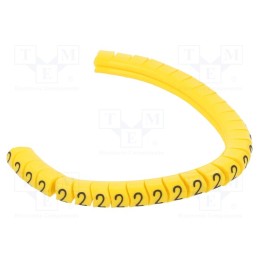 1 pcg x PARTEX - PA-10003PV40.2 - Markers, Marking: 2, 2.5÷5mm, PVC, yellow, -30÷60°C, leaded, PA-1