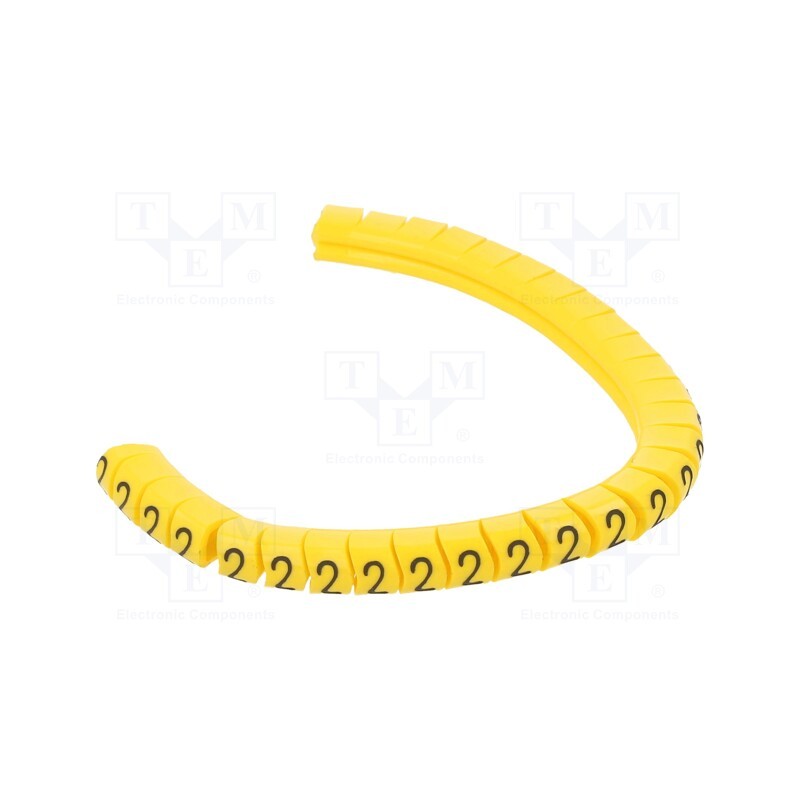 1 pcg x PARTEX - PA-10003PV40.2 - Markers, Marking: 2, 2.5÷5mm, PVC, yellow, -30÷60°C, leaded, PA-1