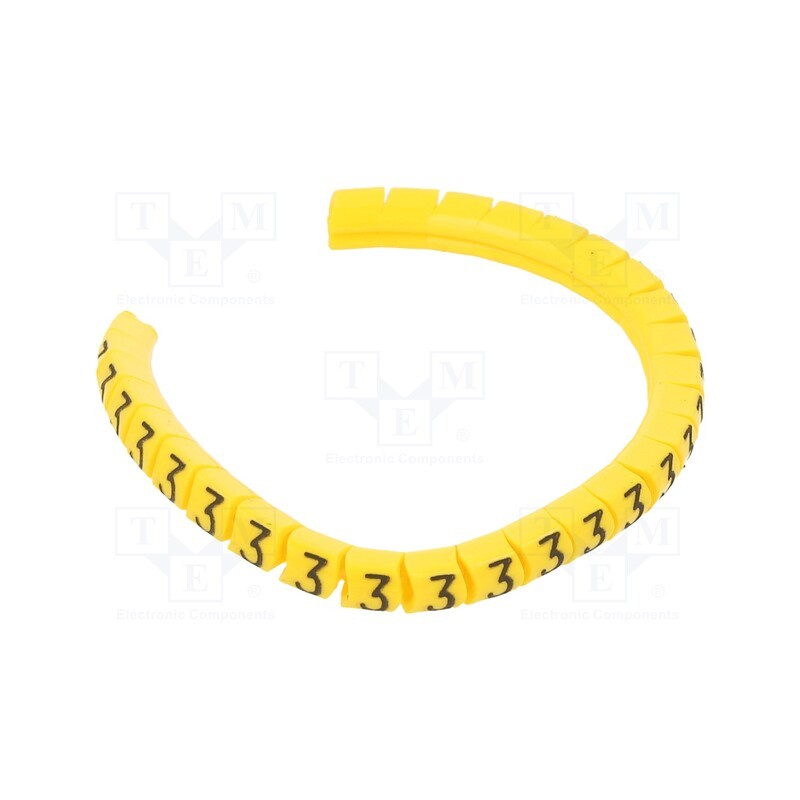 1 pcg x PARTEX - PA-02003PV40.3 - Markers, Marking: 3, 1.3÷3mm, PVC, yellow, -30÷60°C, leaded, PA-02