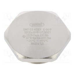 1 pcs x HUMMEL - 1.197.4000.50 - Stopper, M40, 1.5, IP68, brass, Plating: nickel, V-Ms-Ex, with seal