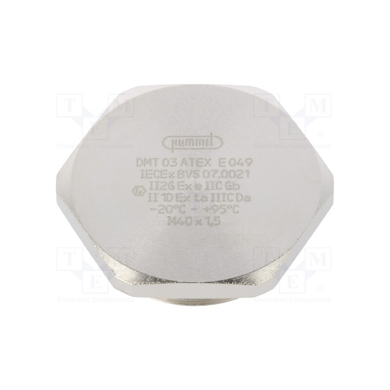1 pcs x HUMMEL - 1.197.4000.50 - Stopper, M40, 1.5, IP68, brass, Plating: nickel, V-Ms-Ex, with seal
