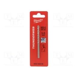 1 pcs x Milwaukee - 4932352356 - Drill bit, for metal, Ø: 5mm, high speed steel grounded HSS-G