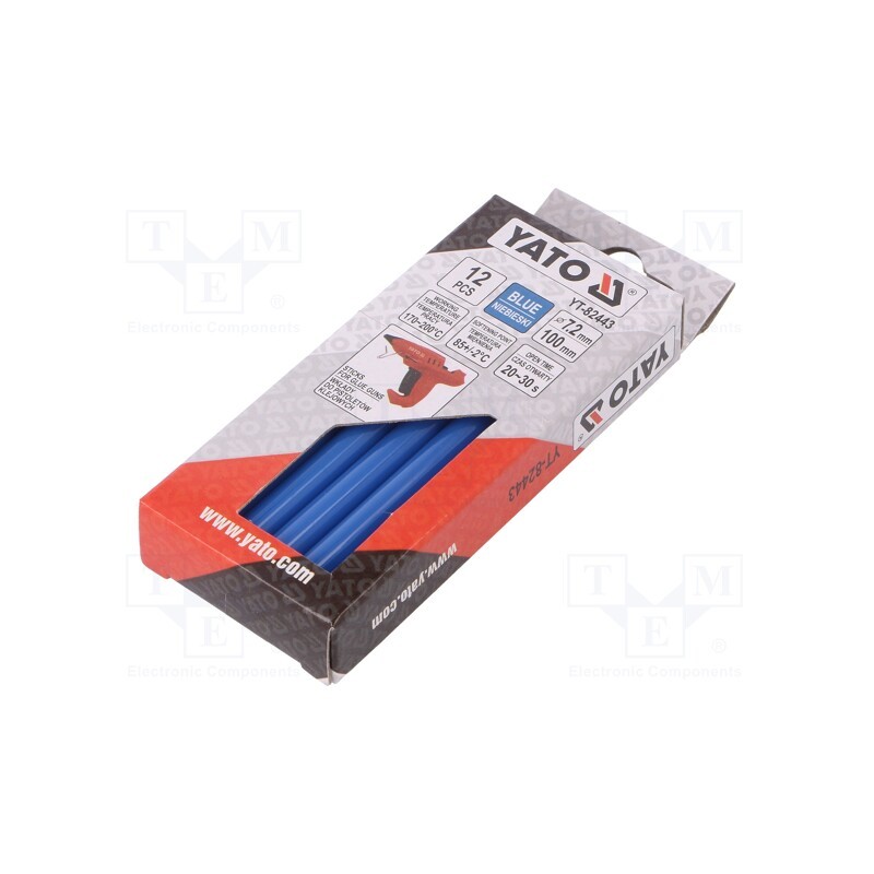 1 pcg x YATO - YT-82443 - Hot melt glue, Ø: 7.2mm, blue, L: 100mm, Bonding: 20÷30s, 12pcs.