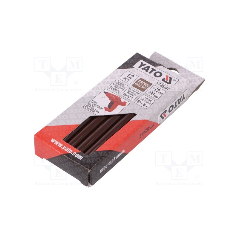 1 pcg x YATO - YT-82447 - Hot melt glue, Ø: 7.2mm, brown, L: 100mm, Bonding: 20÷30s, 12pcs.