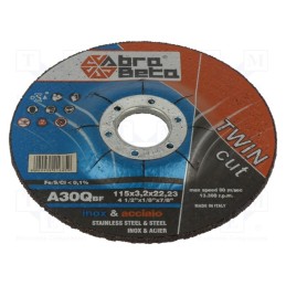 1 pcs x ABRA BETA - 370115 - Cutting wheel, Ø: 115mm, Øhole: 22.23mm, Disc thick: 3.2mm