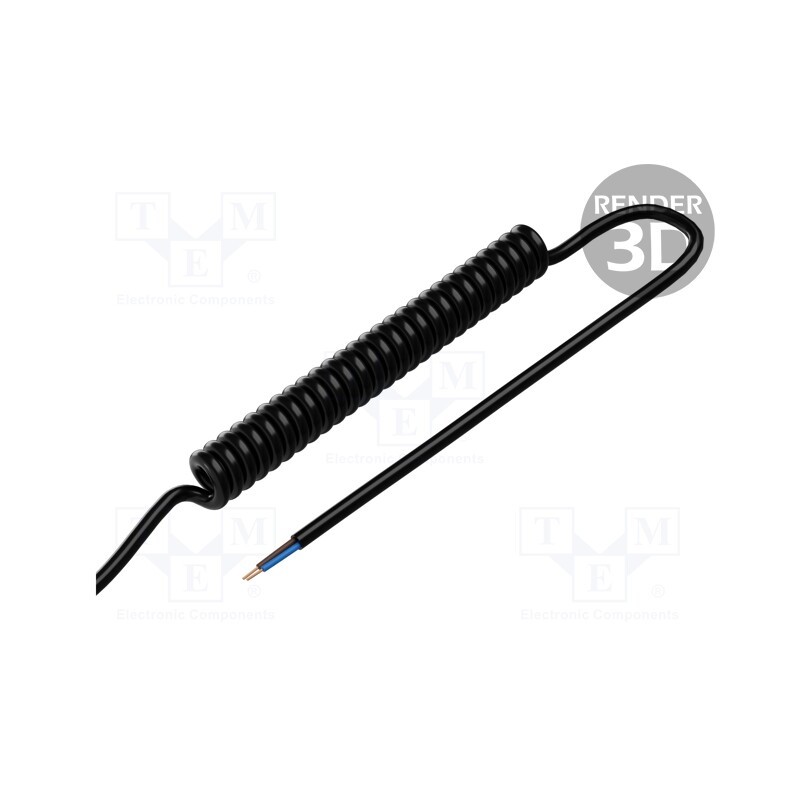 1 pcs x SIMECH - SPT00170C - Wire: coiled, 2x0.5mm2, unshielded, PUR, black, 300V, 0.2m, 0.8m