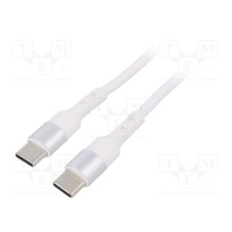 1 pcs x AKYGA - AK-USB-40 - Cable, USB 2.0, USB C plug,both sides, nickel plated, 1m, white