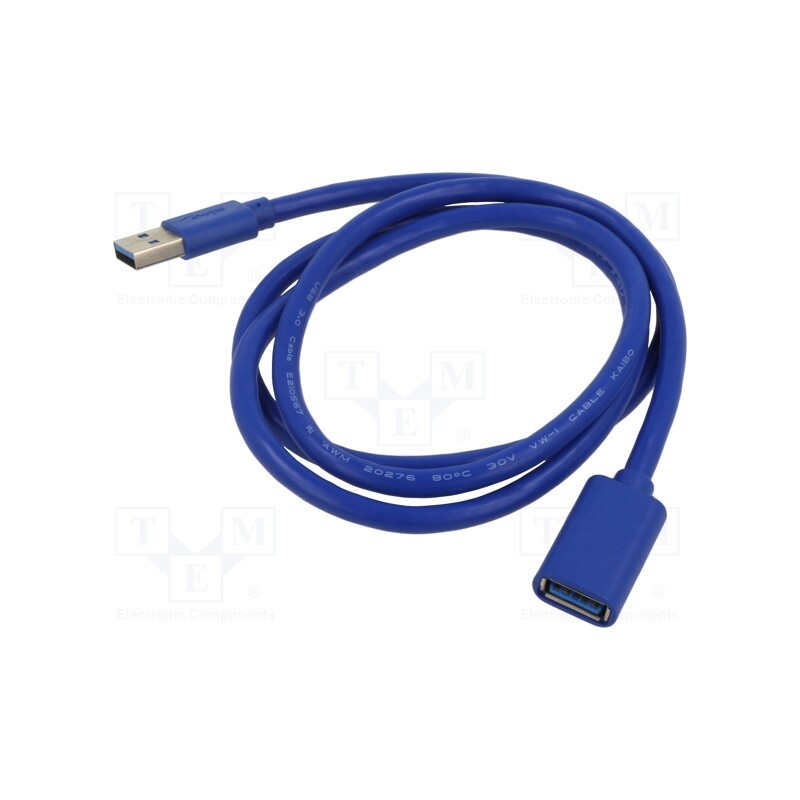 1 pcs x AKYGA - AK-USB-28 - Cable, USB 3.2, USB A socket,USB A plug, nickel plated, 1m, blue