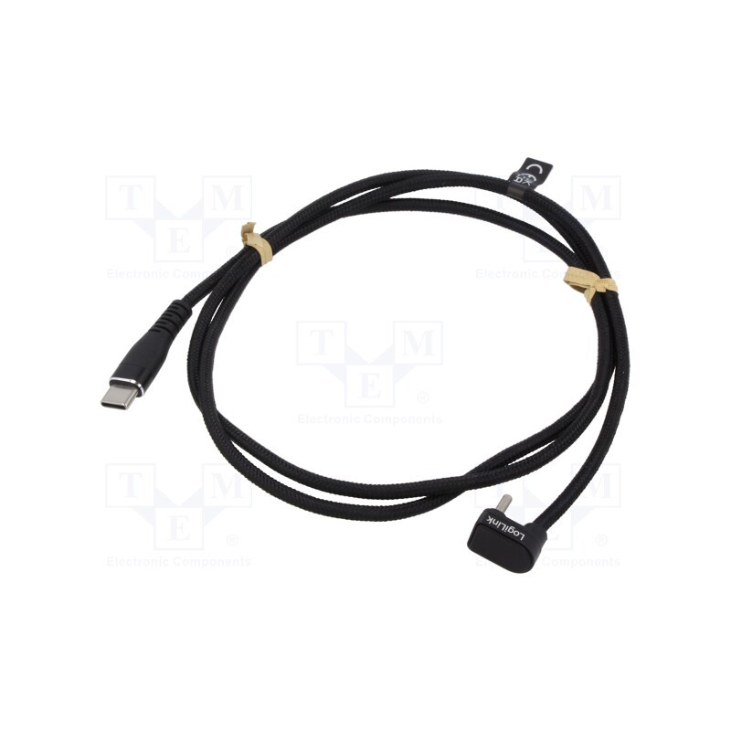 1 pcs x LOGILINK - CU0190 - Cable, USB 2.0, USB C angled plug,both sides, 1m, black, 480Mbps