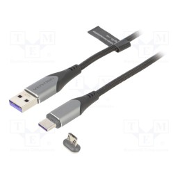 1 pcs x VENTION - CQNHG - Cable, magnetic,USB 2.0, 1.5m, black, Core: Cu,tinned, 480Mbps