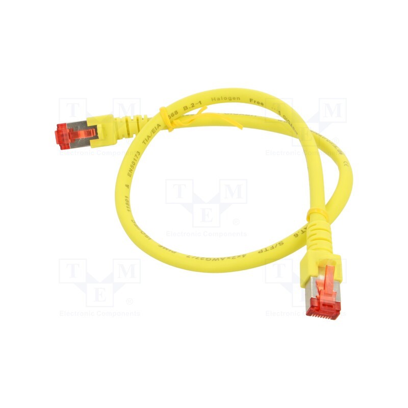 1 pcs x HELUKABEL - 803015 - Patch cord, S/FTP, 6, stranded, Cu, LSZH, yellow, 0.5m, 27AWG