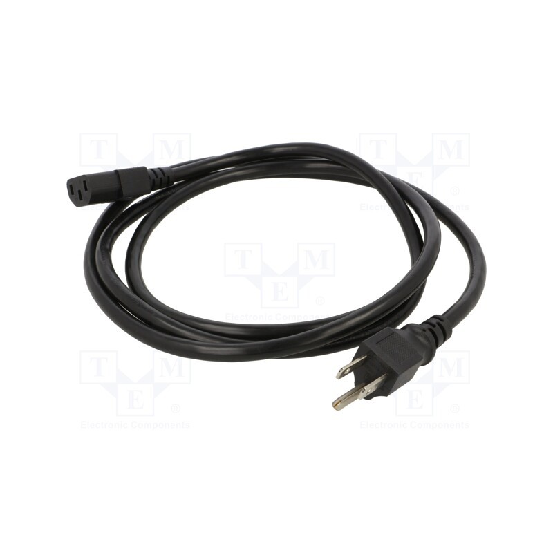 1 pcs x Qualtek Electronics - 312011-01 - Cable, 3x16AWG, IEC C13 female,NEMA 5-15 (B) plug, PVC, 2m, black