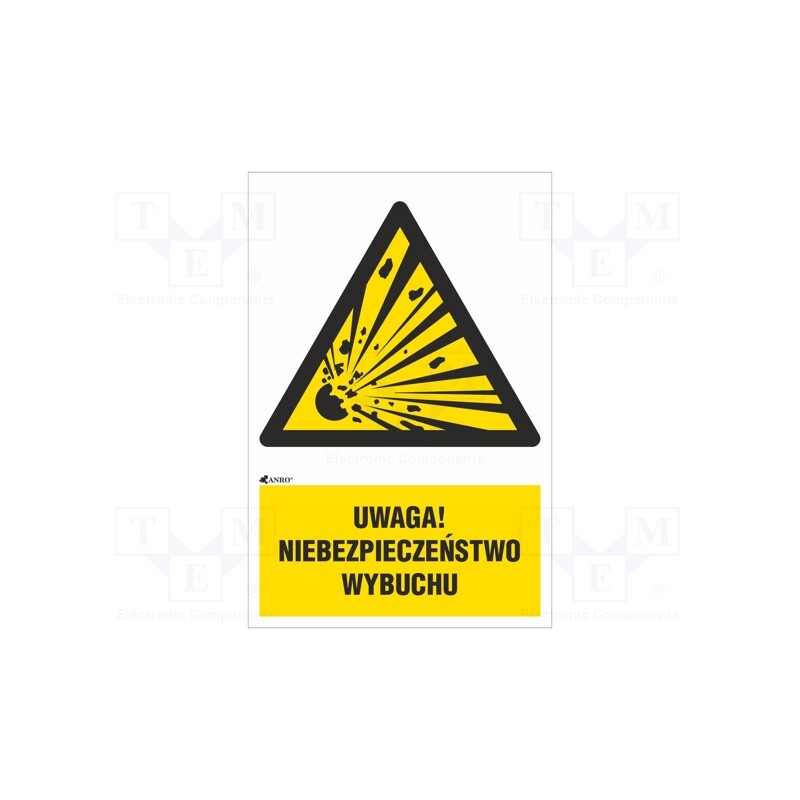5 pcs x ANRO - IW/002/1/C1/P - Safety sign, warning, PVC, W: 200mm, H: 300mm