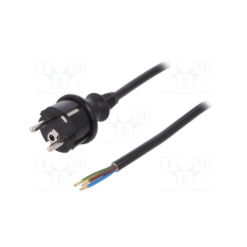 1 pcs x PLASTROL - W-98386 - Cable, 3x1.5mm2, CEE 7/7 (E/F) plug,wires,SCHUKO plug, PVC, 4m