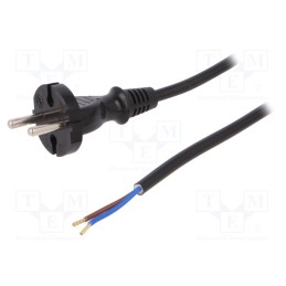 1 pcs x PLASTROL - W-98336 - Cable, 2x1mm2, CEE 7/17 (C) plug,wires, PVC, 1.5m, black, 16A, 250V