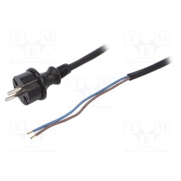 1 pcs x PLASTROL - W-97253 - Cable, 2x1.5mm2, CEE 7/17 (C) plug,wires, PVC, 1.5m, black, 16A
