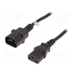 1 pcs x QOLTEC - 53899 - Cable, 3x1mm2, IEC C13 female,IEC C14 male, 5m, black, 10A, 250V