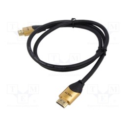 1 pcs x QOLTEC - 50355 - Cable, HDMI 2.1, HDMI plug,both sides, PVC, Len: 2m, black, golden